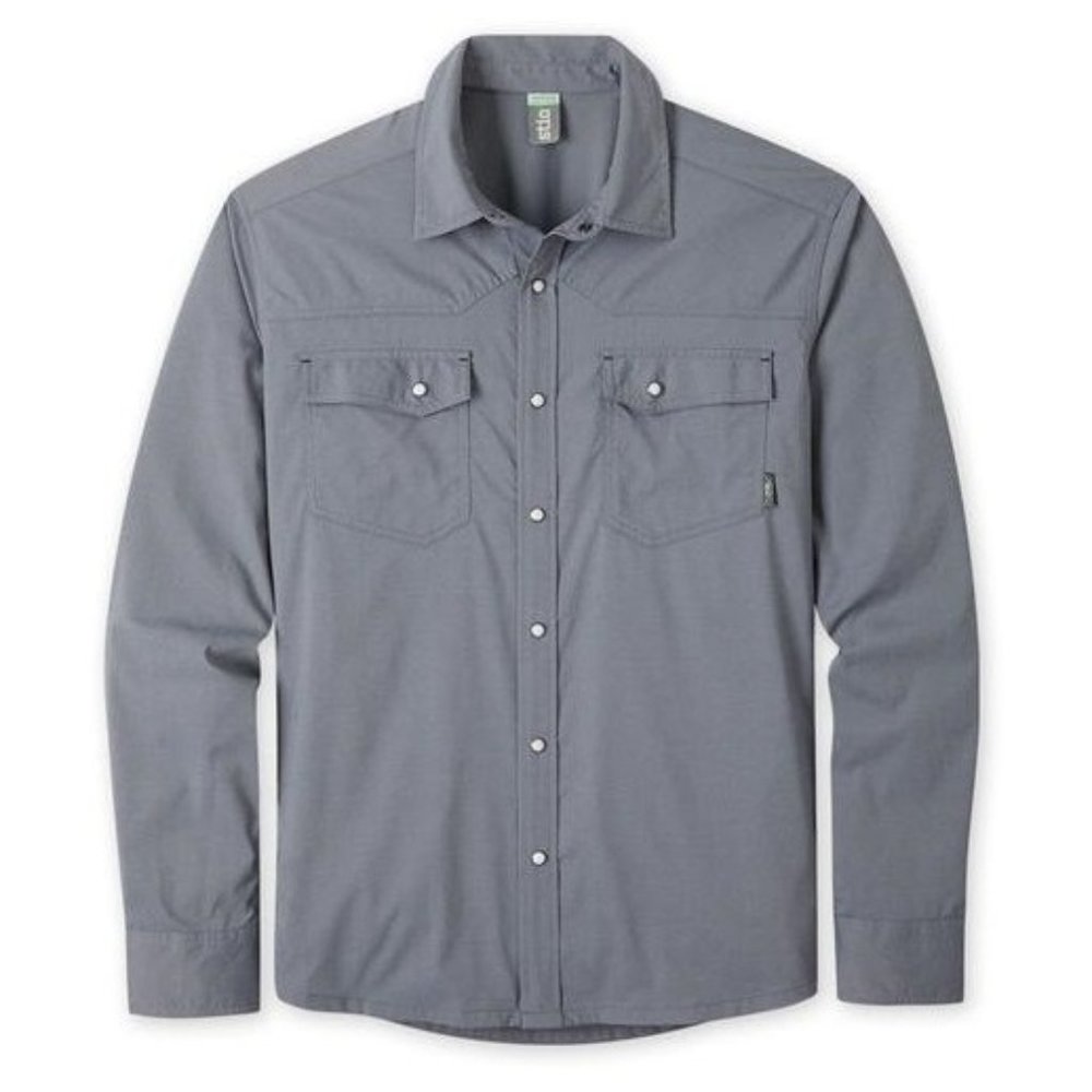 Mens Size XXL Stio Gray Long Sleeve Snap Button Chest Pocket Eddy Shirt